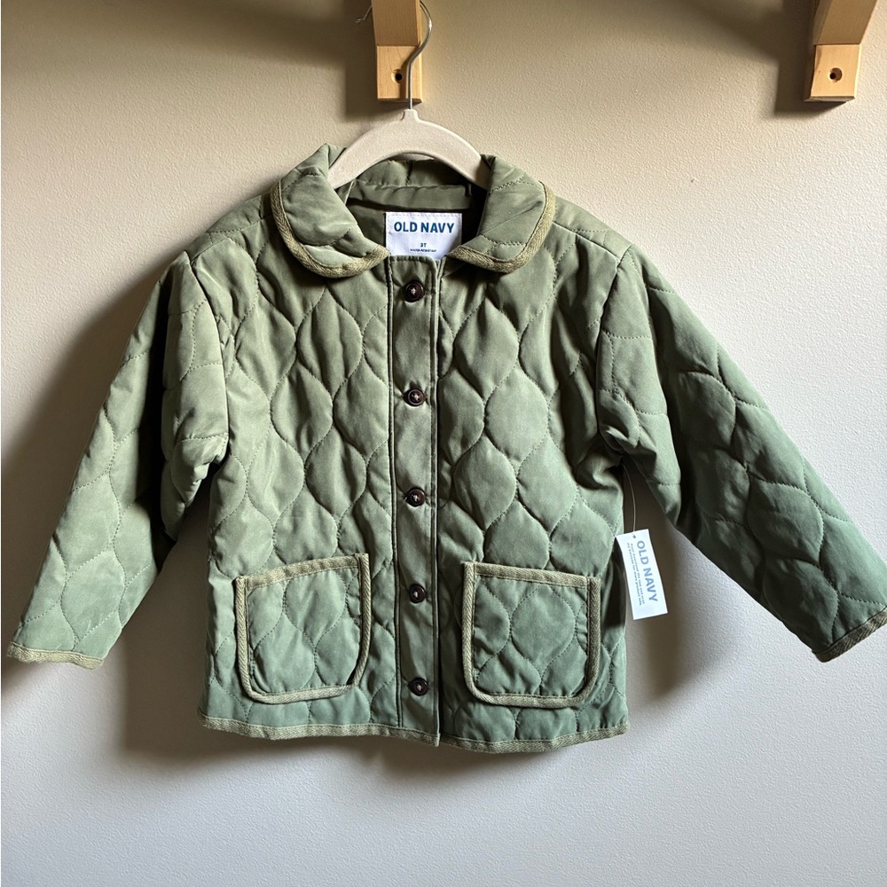 Old Navy Olive Green Quilted Kids Puffer Jacket